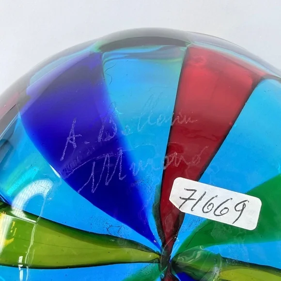 Mid-Century, Signed, Pezzato Murano Glass Bowl - Picture 9 of 11
